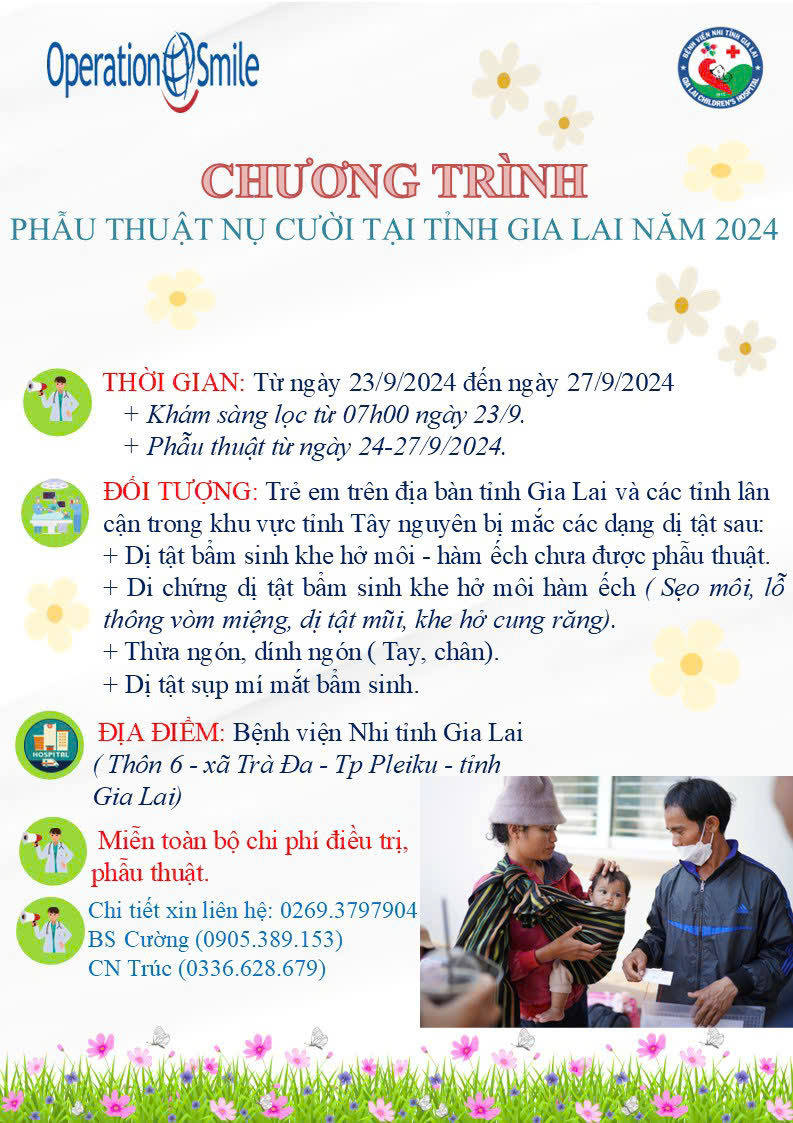 Chương trình phẫu thuật nụ cười tại tỉnh Gia Lai năm 2024
